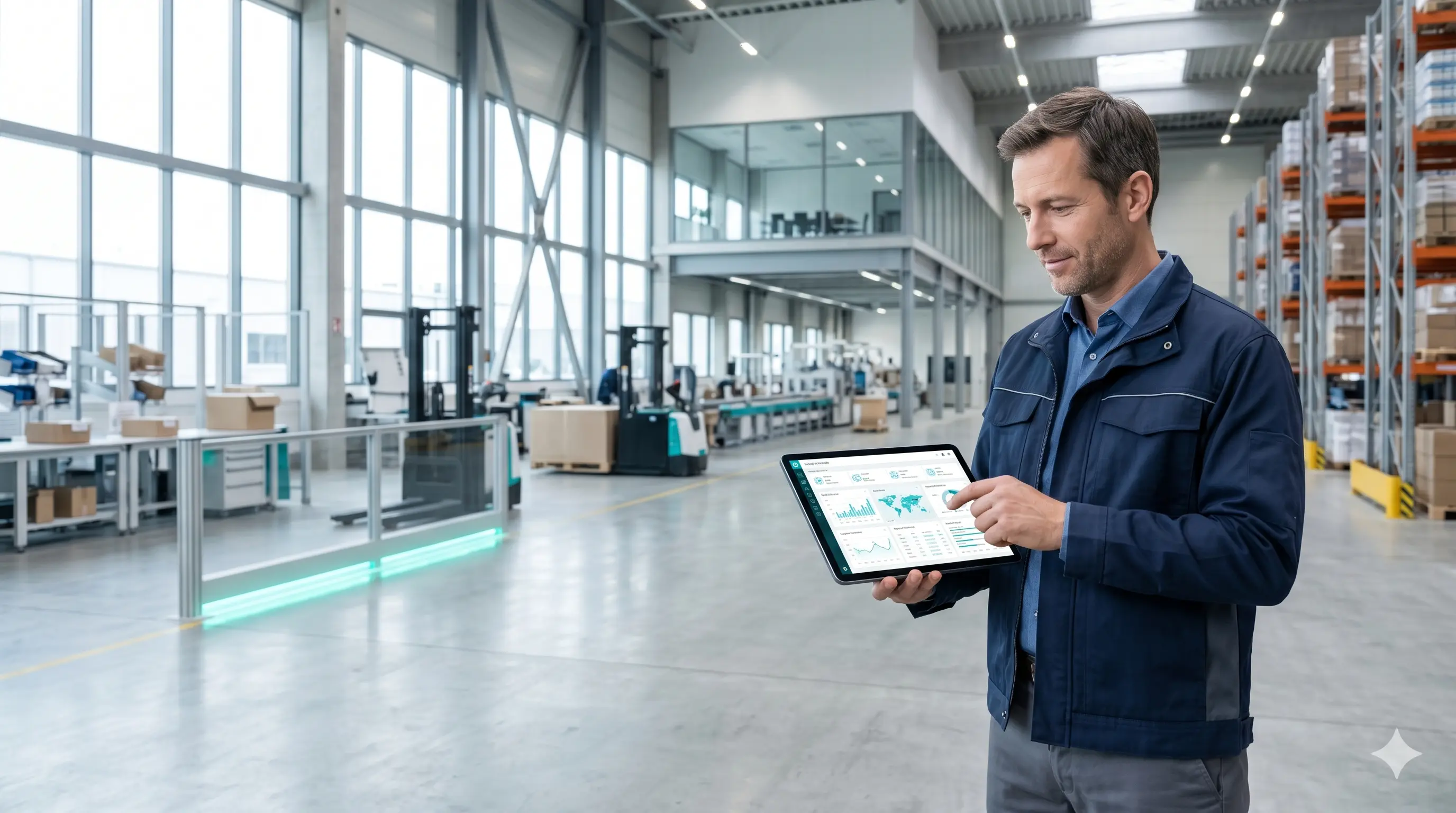 Moderne Produktions- und Logistikumgebung mit Sicherheitsfokus